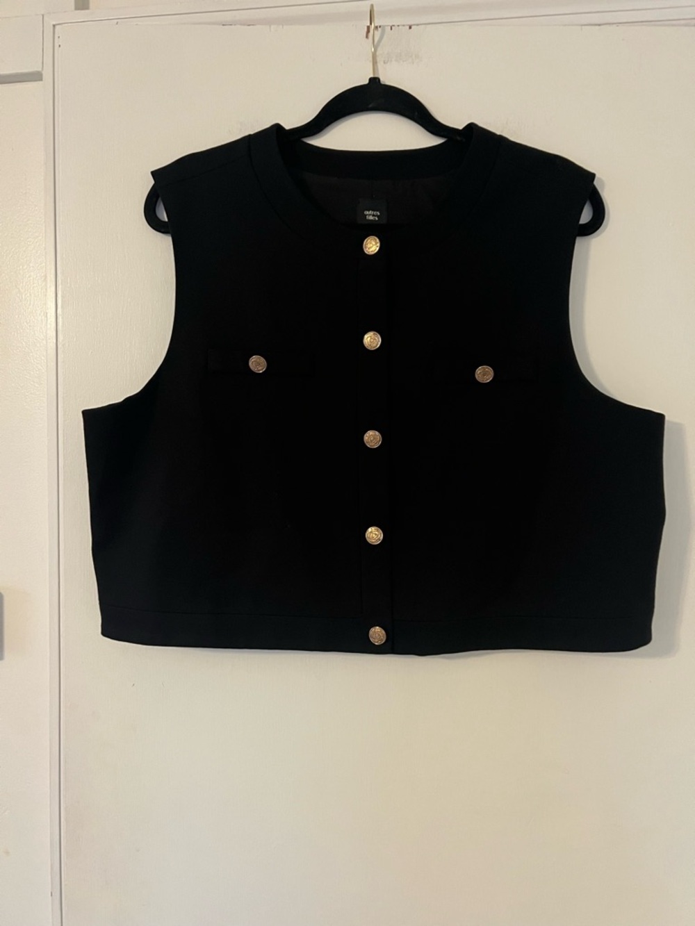 Cropped mob wife Sleeveless Button-Front vest with Gold Buttons size XL (Z130)